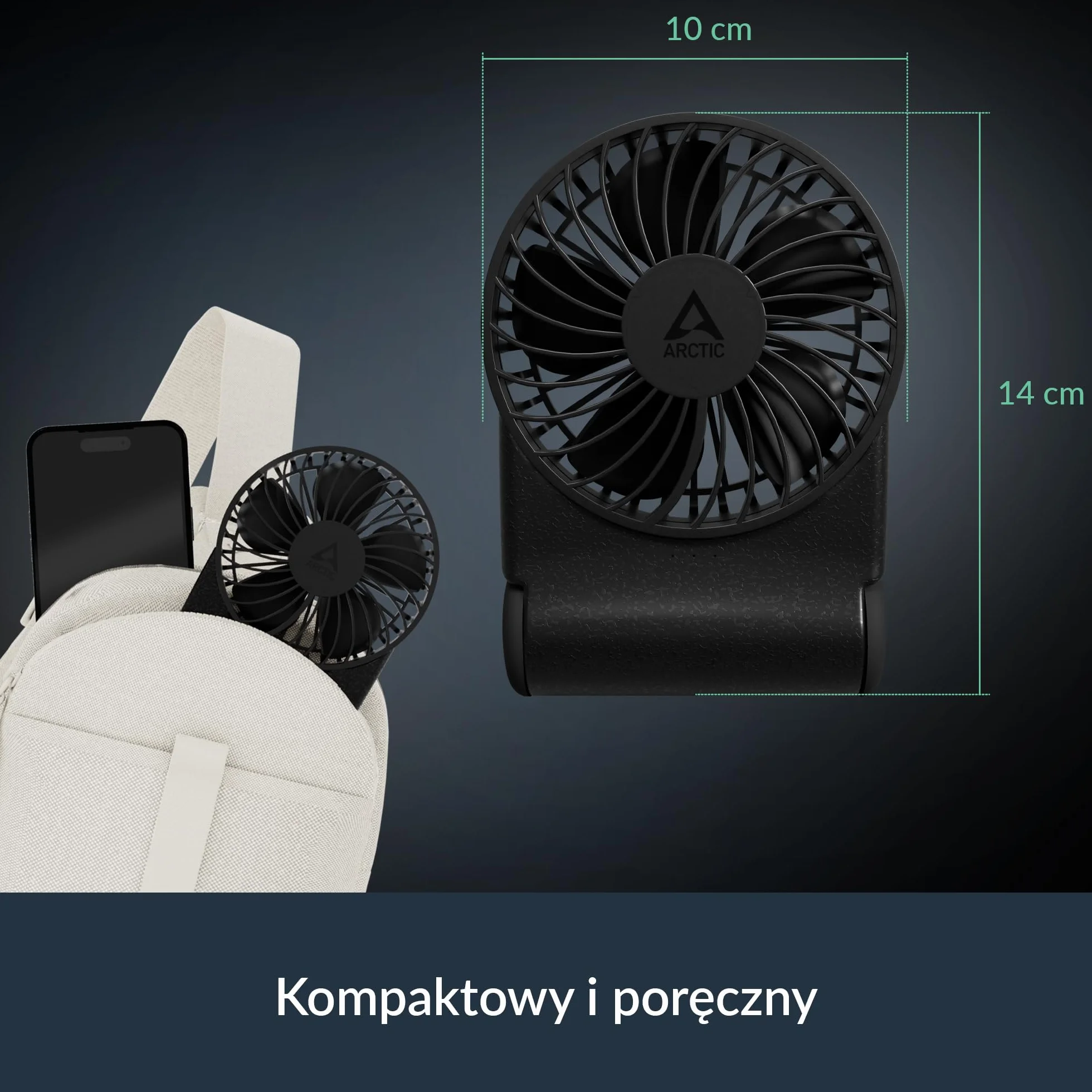ARCTIC Summair 2Go Wentylator Kieszonkowy z Akumulatorem USB-C Czarny