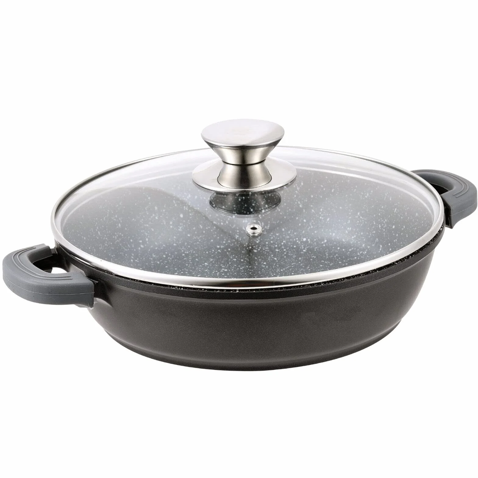 Patelnia do duszenia Ø32 cm z pokrywką szklaną, patelnia do serwowania, garnek do pieczenia, patelnia do smażenia, garnek indukcyjny, patelnia z odlewu aluminiowego, garnek do duszenia, rondel z