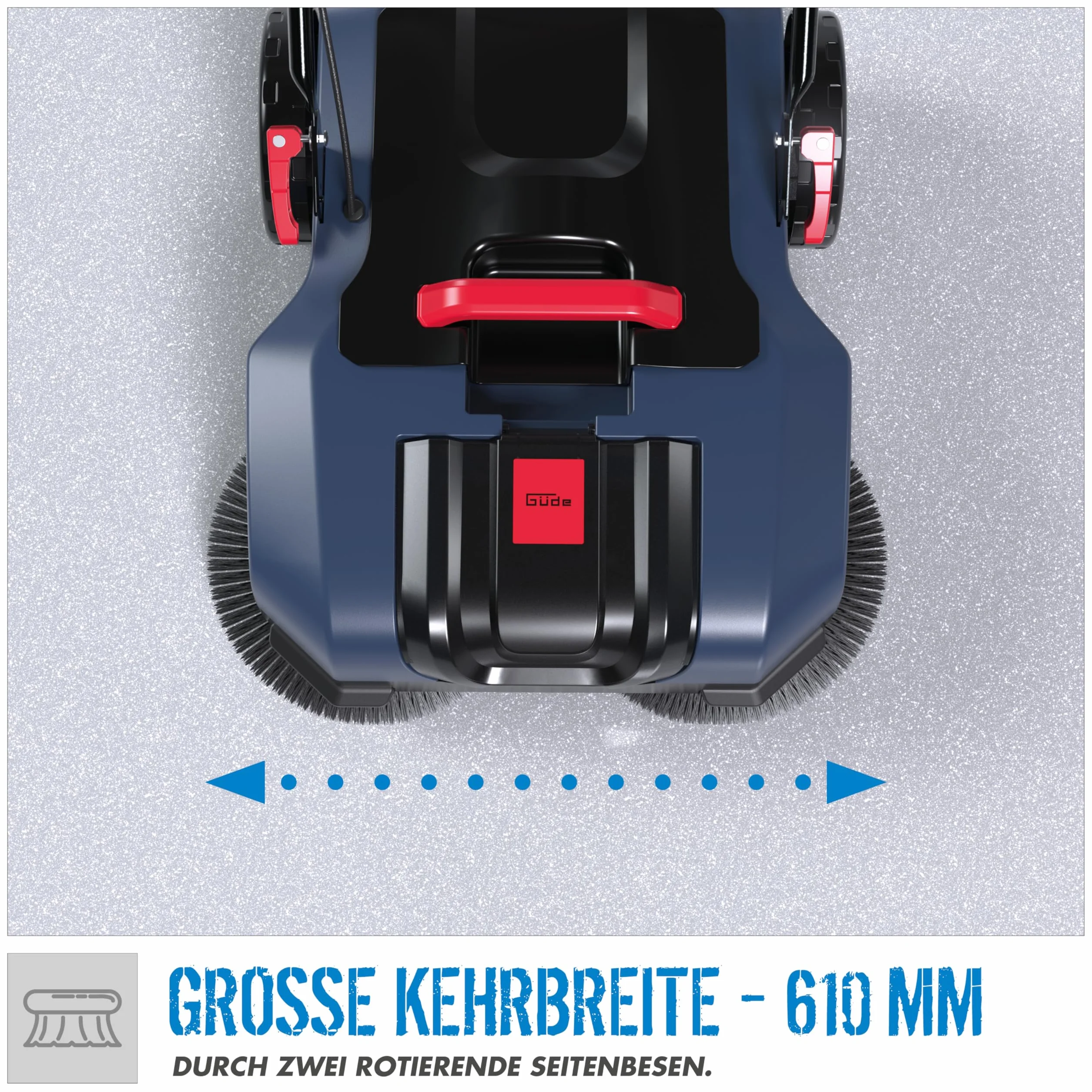 Güde GKM 18-401-30 zamiatarka akumulatorowa 18 V szerokość zamiatania 61 cm wydajność 1800 m²/h pojemność 20 l litowo-jonowa
