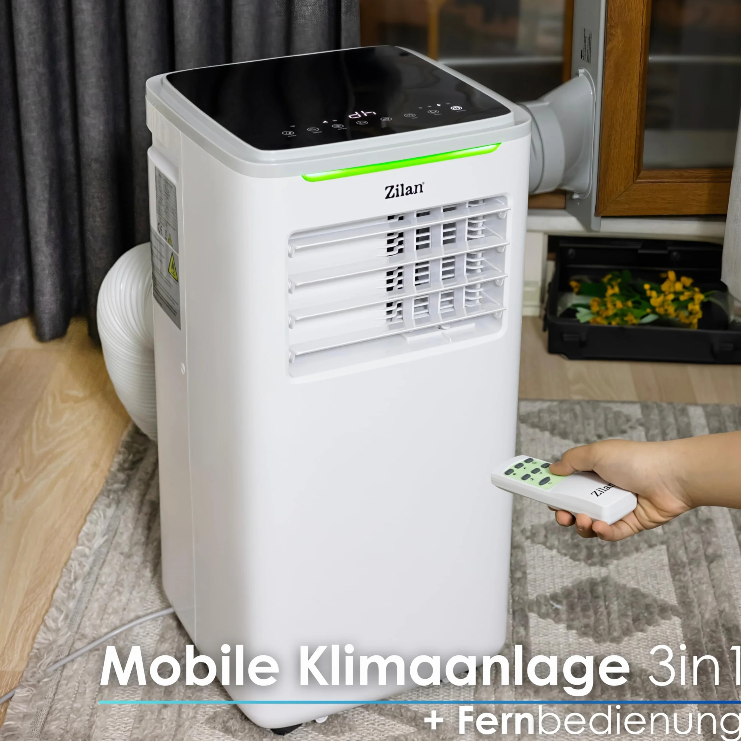 Mobilny klimatyzator 9000 BTU z wężem wylotowym i uszczelką okienną, mobilny klimatyzator, 24 h, timer – chłodzący wentylator, osuszacz powietrza 1,2 l/h, mobilny klimatyzator, cichy pilot zdalnego