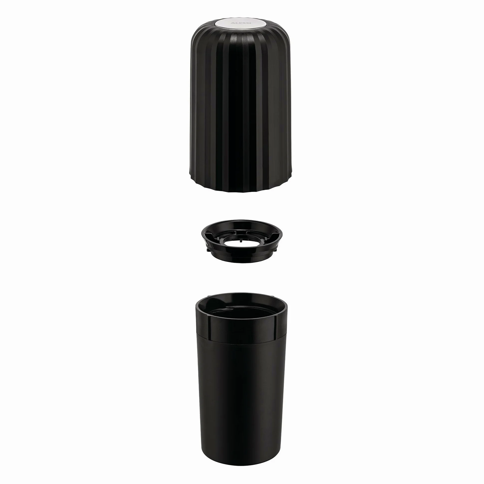 Alessi Plissé MDL20 B opróżniacz do kapsułek, kompatybilny z maszynami Nespresso i Vertuo, żywica termoplastyczna, średnica 8,3 cm, kolor czarny