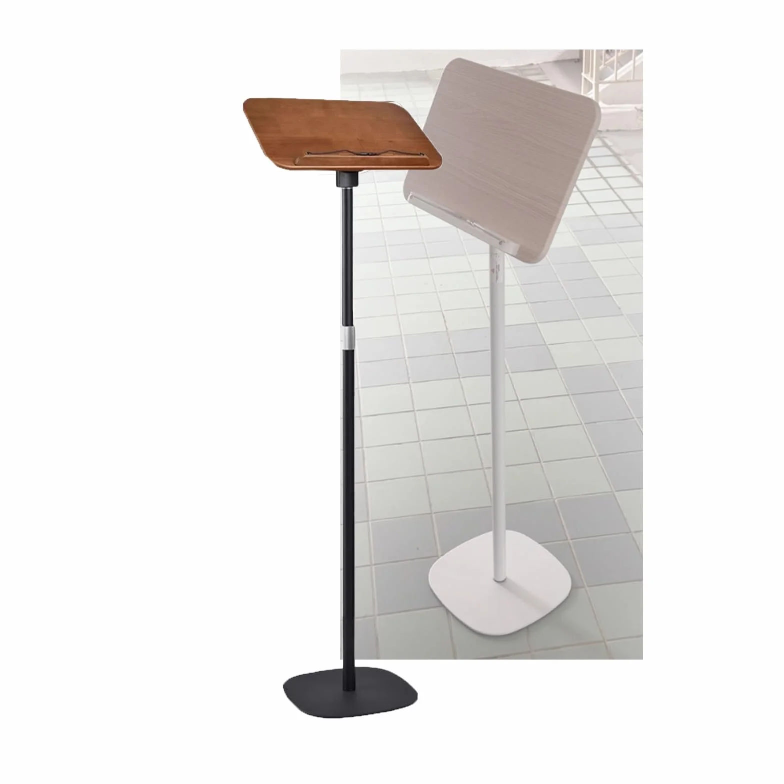 Stojak do czytania z klipsami do stron, regulowana wysokość, do użytku domowego, szkolnego, przy łóżku lub sofie, biały(Black,50-130cm)