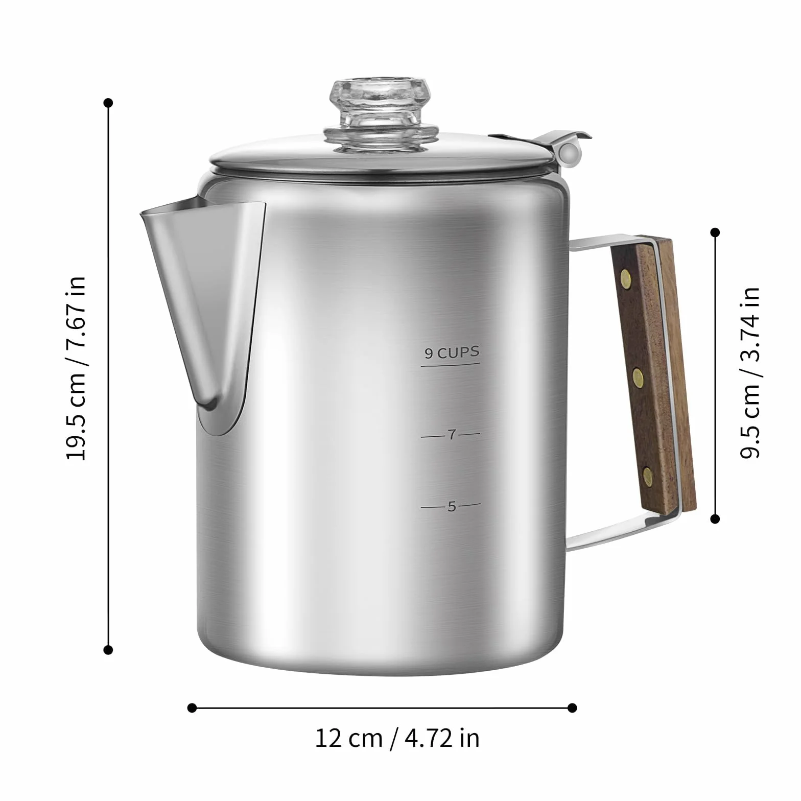 Perkolator do kawy z 100 szt. filtrami do kawy - 9 filiżanek | Trwała stal nierdzewna Materiał do kempingowego dzbanka do kawy | Parzenie kawy na ogniu, na grillu lub na kuchennej płycie |