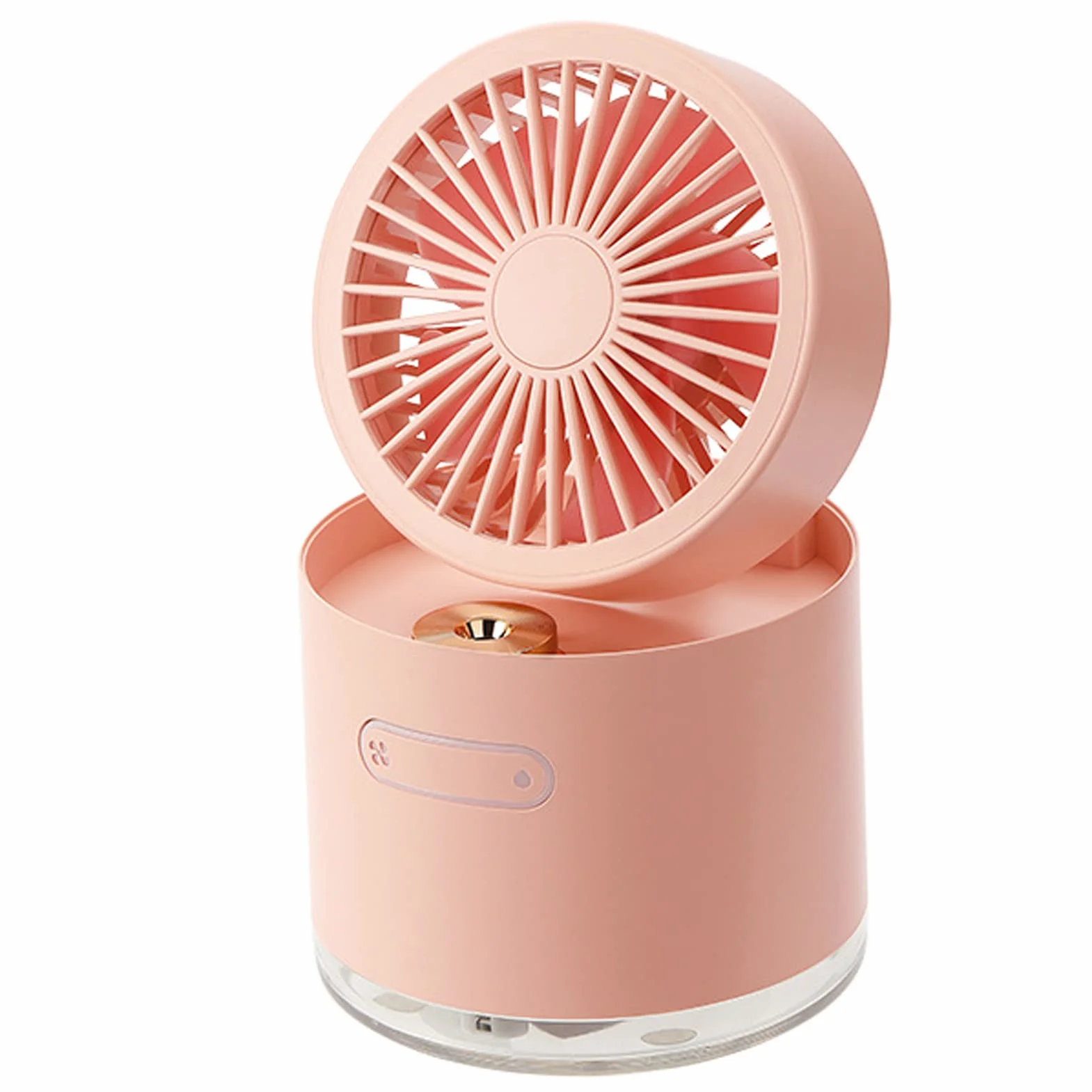 2-w-1 Biuro Przenośny Wentylator Sprayowy, Składany Wielofunkcyjny Wentylator Nawilżacza, 3 Prędkości Mini Ultra-ciche Chłodzenie Osobiste Wentylator Wentylator Light(Color:Różowy)