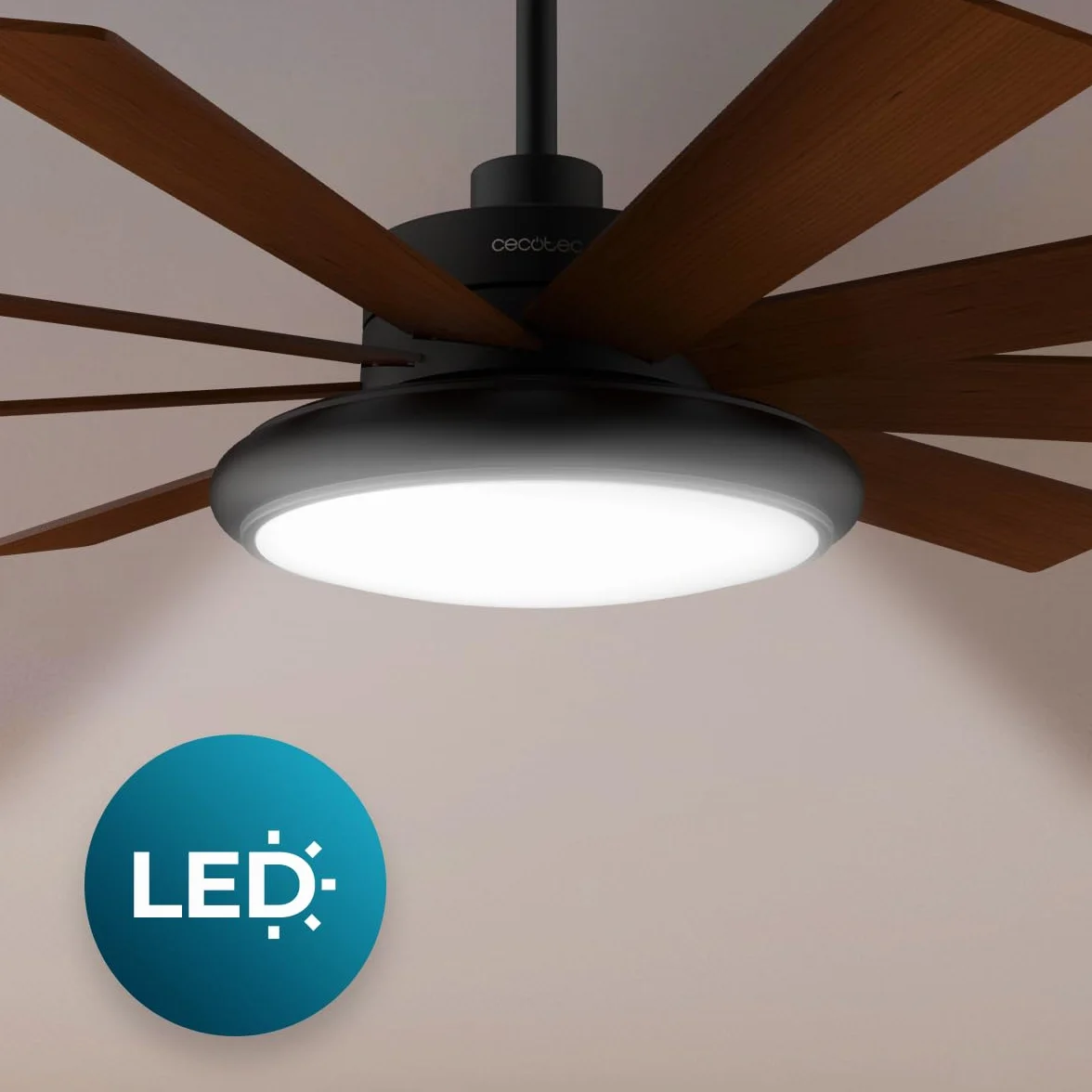 Cecotec - Wentylator sufitowy EnergySilence Aero 7000 Light Pro z oświetleniem - 36 W i 70" z oświetleniem LED 32 W, pilot zdalnego sterowania, 6 prędkości, 9 łopatek, tryb zima-lato