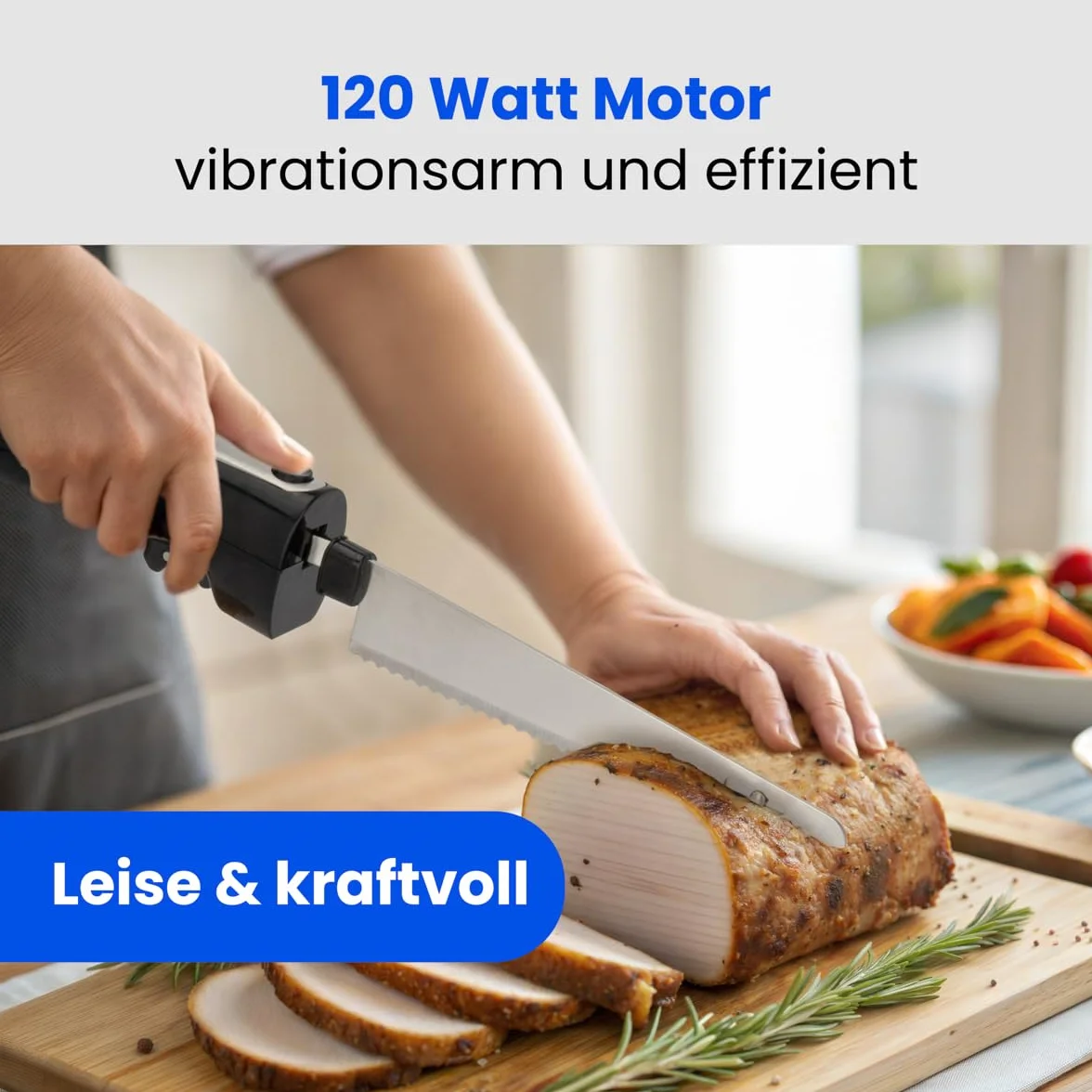 Clatronic® Nóż elektryczny do precyzyjnego krojenia wszystkich produktów spożywczych, w tym mrożonych produktów, nóż elektryczny z pracą o niskim poziomie hałasu i wibracji, nóż kuchenny z pudełkiem