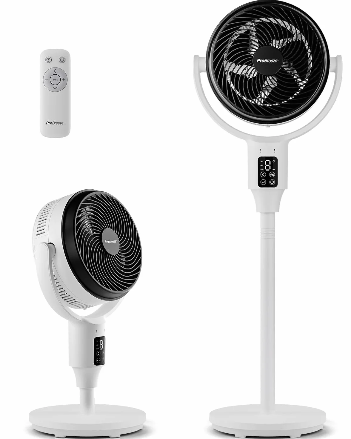 Wentylator kolumnowy Pro Breeze 109 cm – 29 dB Supercichy – Wyświetlacz LED, Pilot, 2 Tryby Chłodzenia, Ruch Pionowy i Poziomy – Energooszczędny – Dom i Biuro