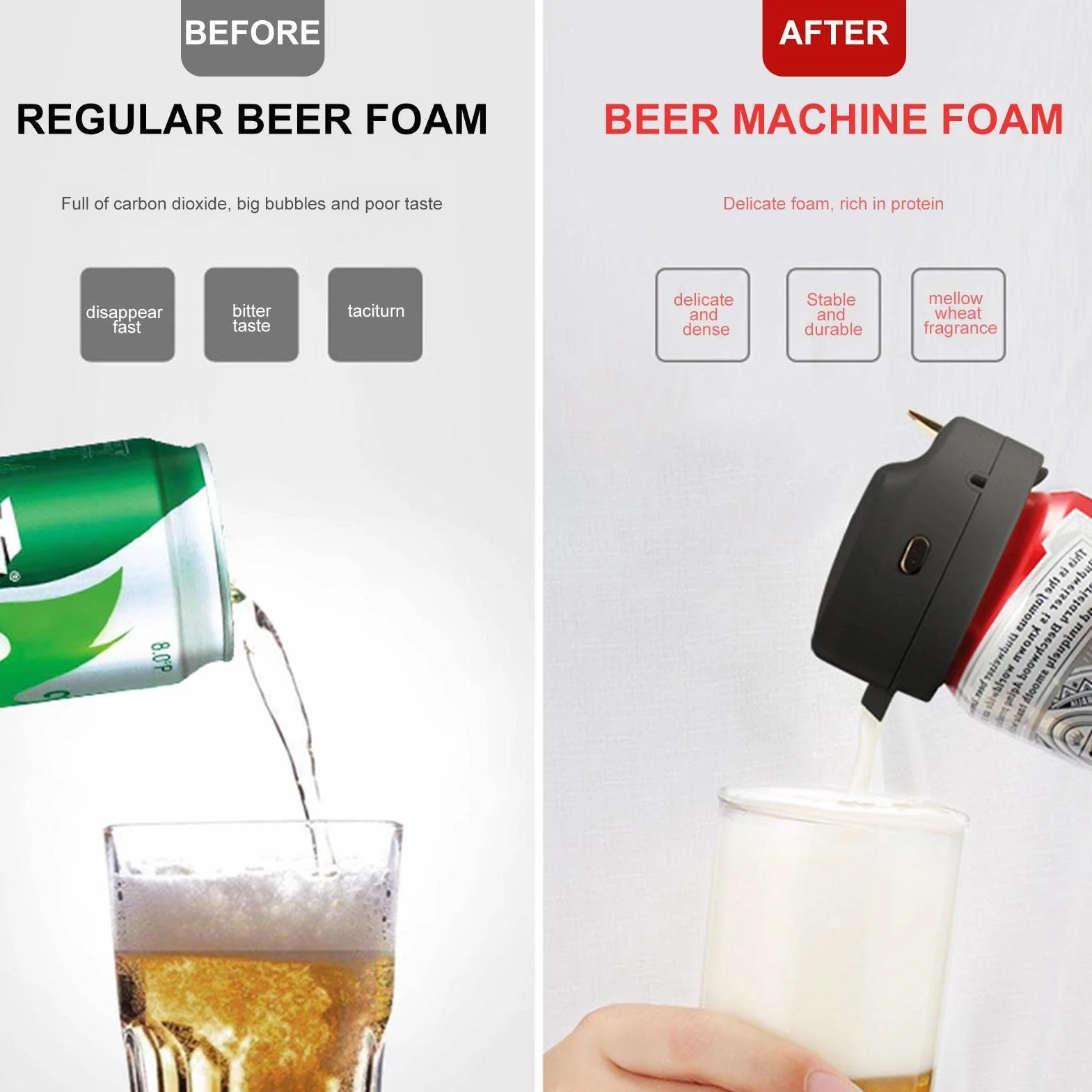 Ultrasonic Beer Foam Maker Maszyna do Piwa Puszkowego z Zasilaniem Bateryjnym