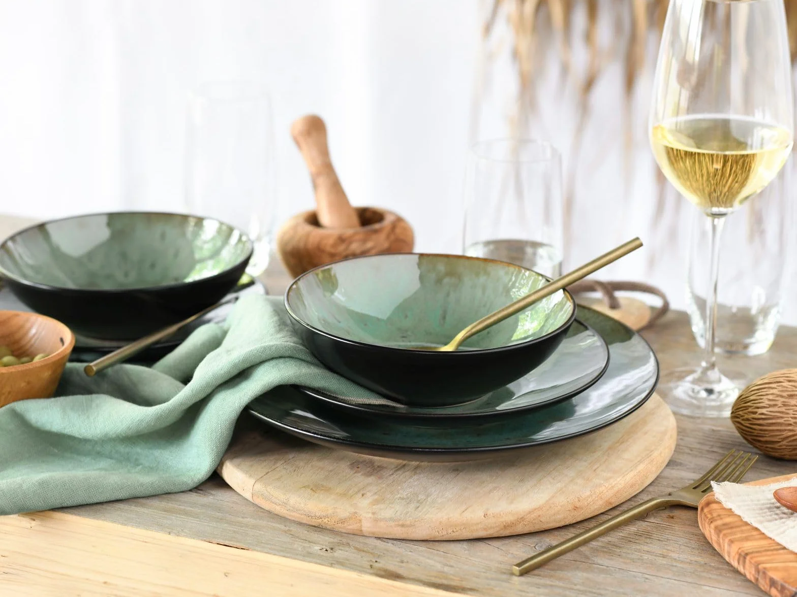 CreaTable, 23631, seria JAWA - glazura reaktywna, 16-częściowy zestaw naczyń, serwis kombi z kamionki, nadaje się do mycia w zmywarce i używania w kuchence mikrofalowej, wysokiej jakości produkcja