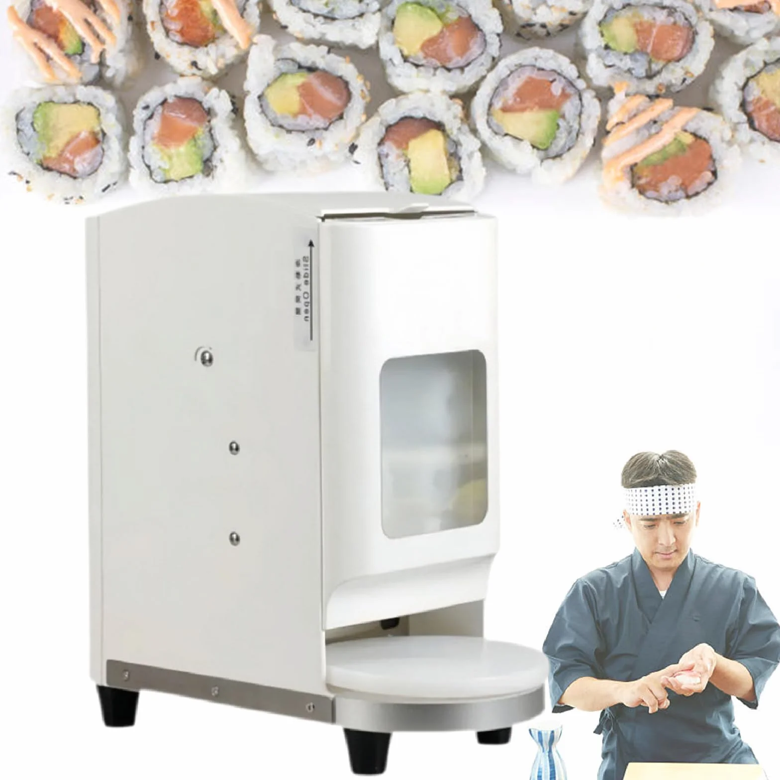 Automatyczny ekspres do sushi, maszyna do sushi z formami do łatwego przygotowywania sushi, pojemność 1200 szt./h, zawiera formy 16/18/20/22/24 g, zestaw do robienia sushi