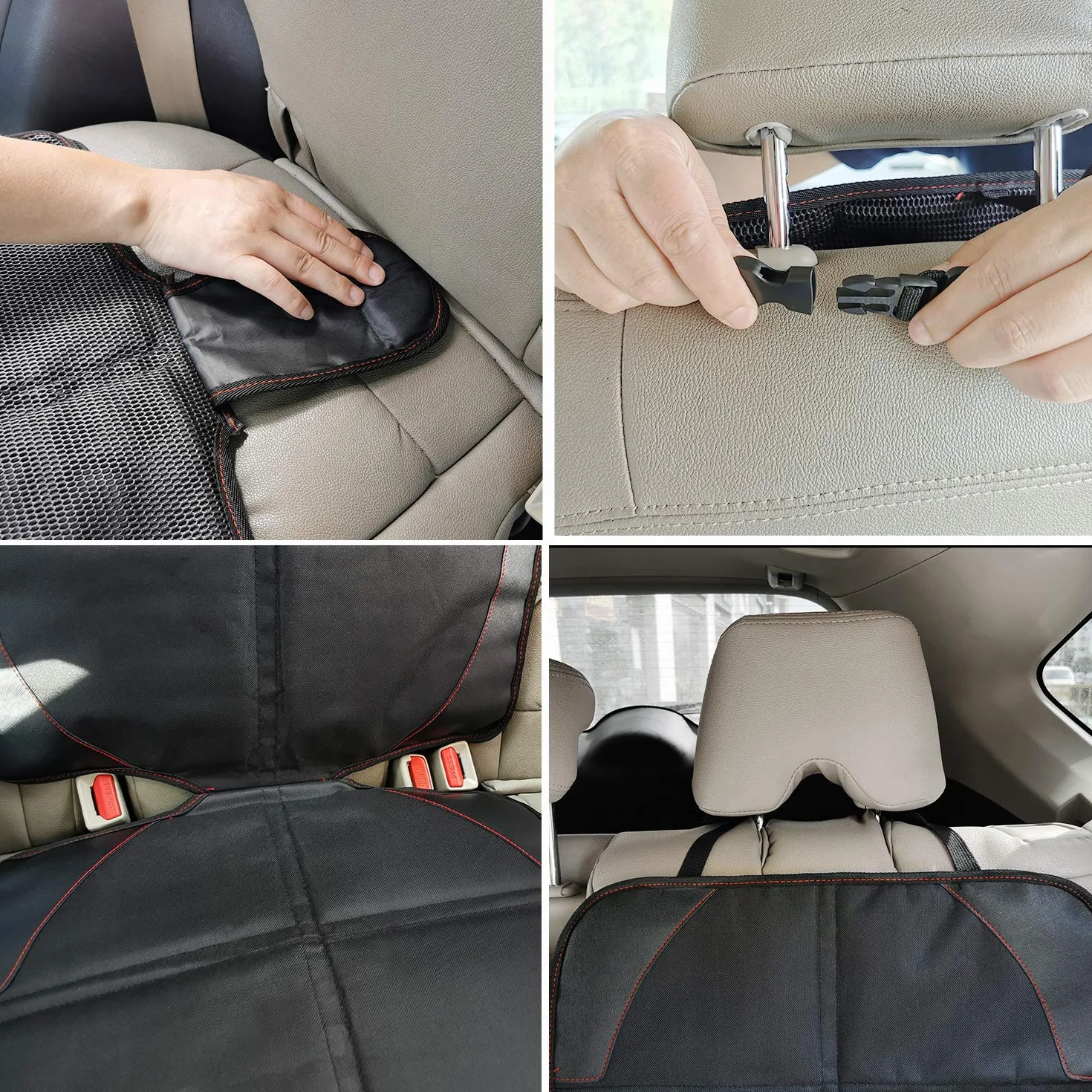 MORROLS Ochraniacz na fotel samochodowy, pokrowiec na fotel samochodowy dla dziecka/psa, kompatybilny z ISOFIX, uniwersalny rozmiar, z kieszeniami na organizer, pokrowce na siedzenia samochodowe