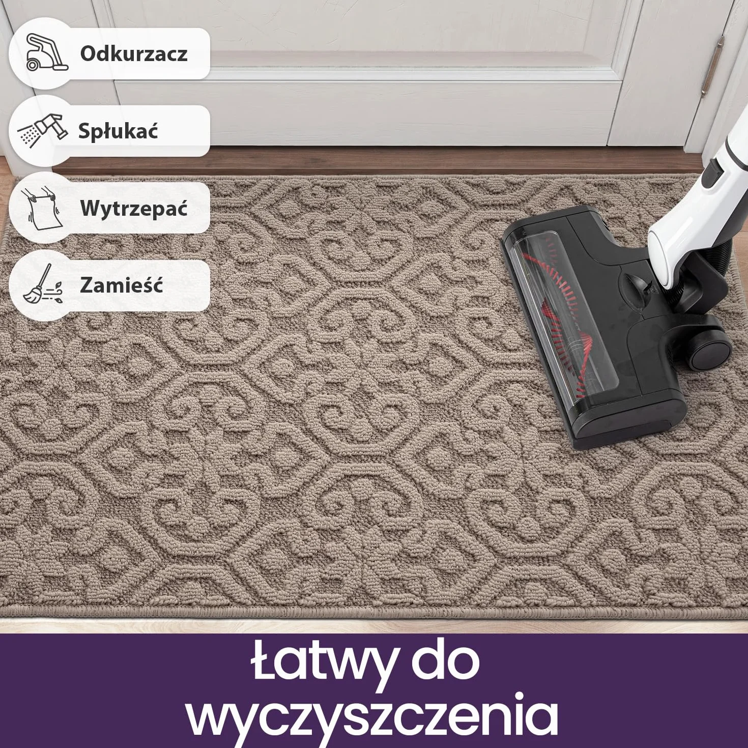 DEXI Wycieraczka pod drzwi wejściowe, 80 x 120 cm, wycieraczka do wewnątrz, chłonna, antypoślizgowa mata powitalna do wejścia, drzwi wejściowych, przedpokoju, na taras, beżowa