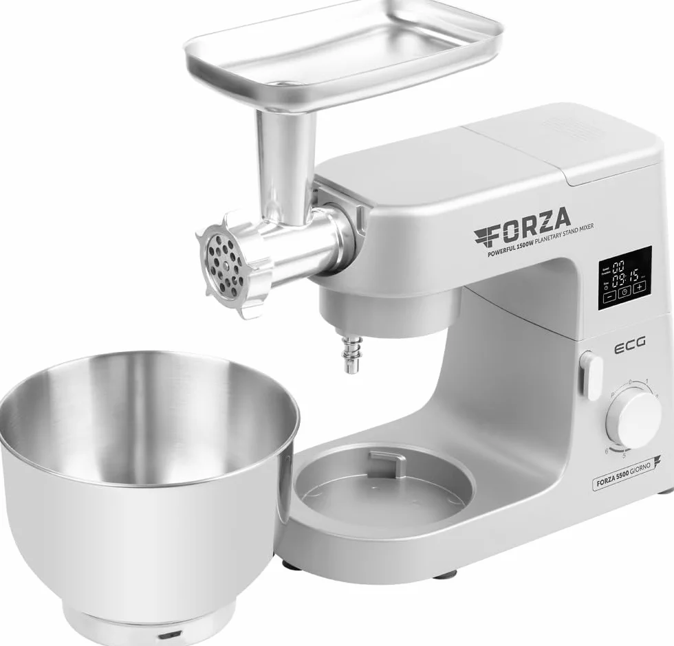 ECG FORZA 5500 Day srebrny robot kuchenny 1500 W, wyświetlacz LED srebrny