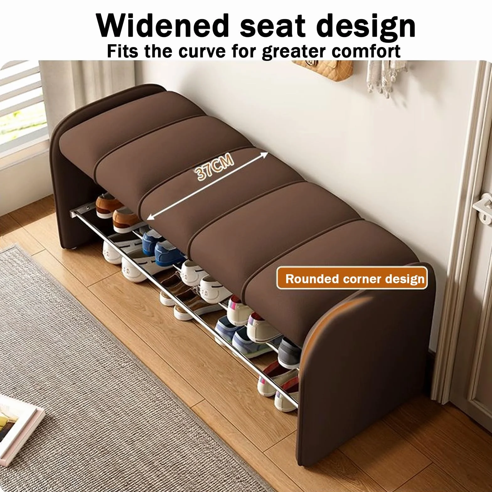 Entryway Bench Shoe Shelf with Seat Cushion，entryway sit down bench with shoe storage ，Farmhouse Shoe Storage Bench with Cushion Seat，2 Tier Entryway Shoe Bench,2in1(White,L100*W37cm/L39.3*W14.5in)