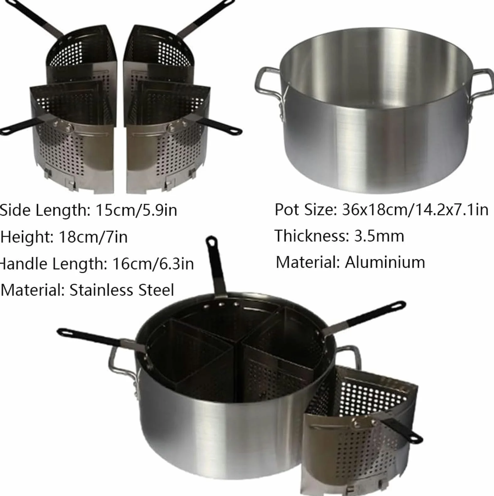 Zestaw wkładów do urządzenia do gotowania makaronu, 20-kwartowe aluminiowe urządzenie do gotowania makaronu i warzyw, urządzenie do robienia pierogów z 4 wkładanymi koszami filtracyjnymi ze stali