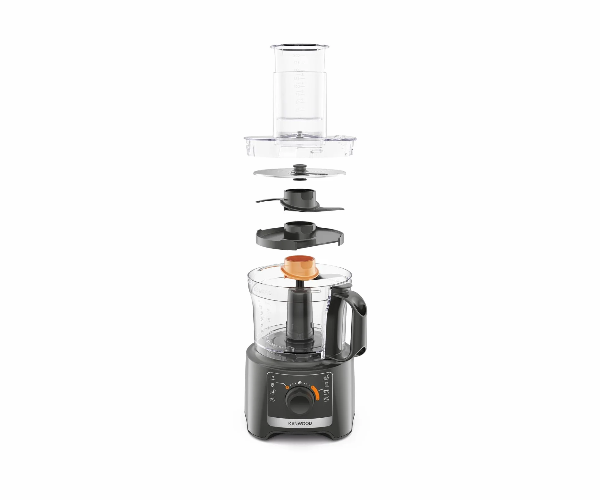 Kenwood Multipro Compact FDP31.170GY Robot do rozdrabniania z 2 prędkościami + puls w zestawie 1,2 l, miska 2,1 l, do siekania, tarcia i ugniatania, 800 W