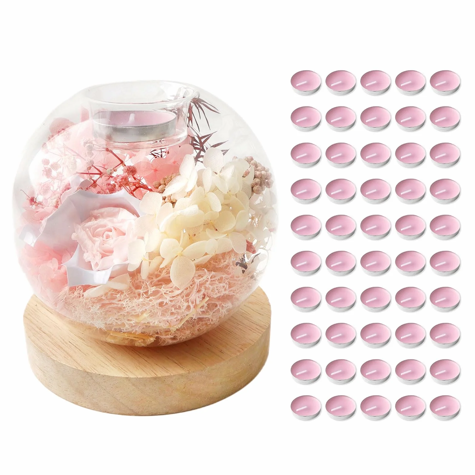XHYASD Eternal Flower szklany dzwonek z 50 świecami zapachowymi, zestaw do aromaterapii z wieczną różą, romantyczna dekoracja dla kobiet, mamy, przyjaciółki, na Dzień Matki, Walentynki, Boże