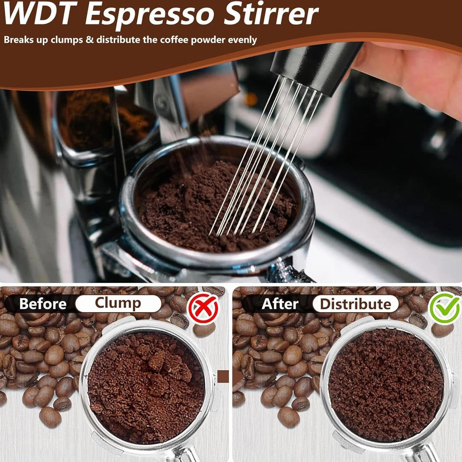 Zestaw tamperów do kawy - Zestaw prasy do kawy w proszku 58 mm - Skorupa do kawy mielonej | Do użytku domowego, kuchni, kawiarni, baru, biura, blatu i użytkowania
