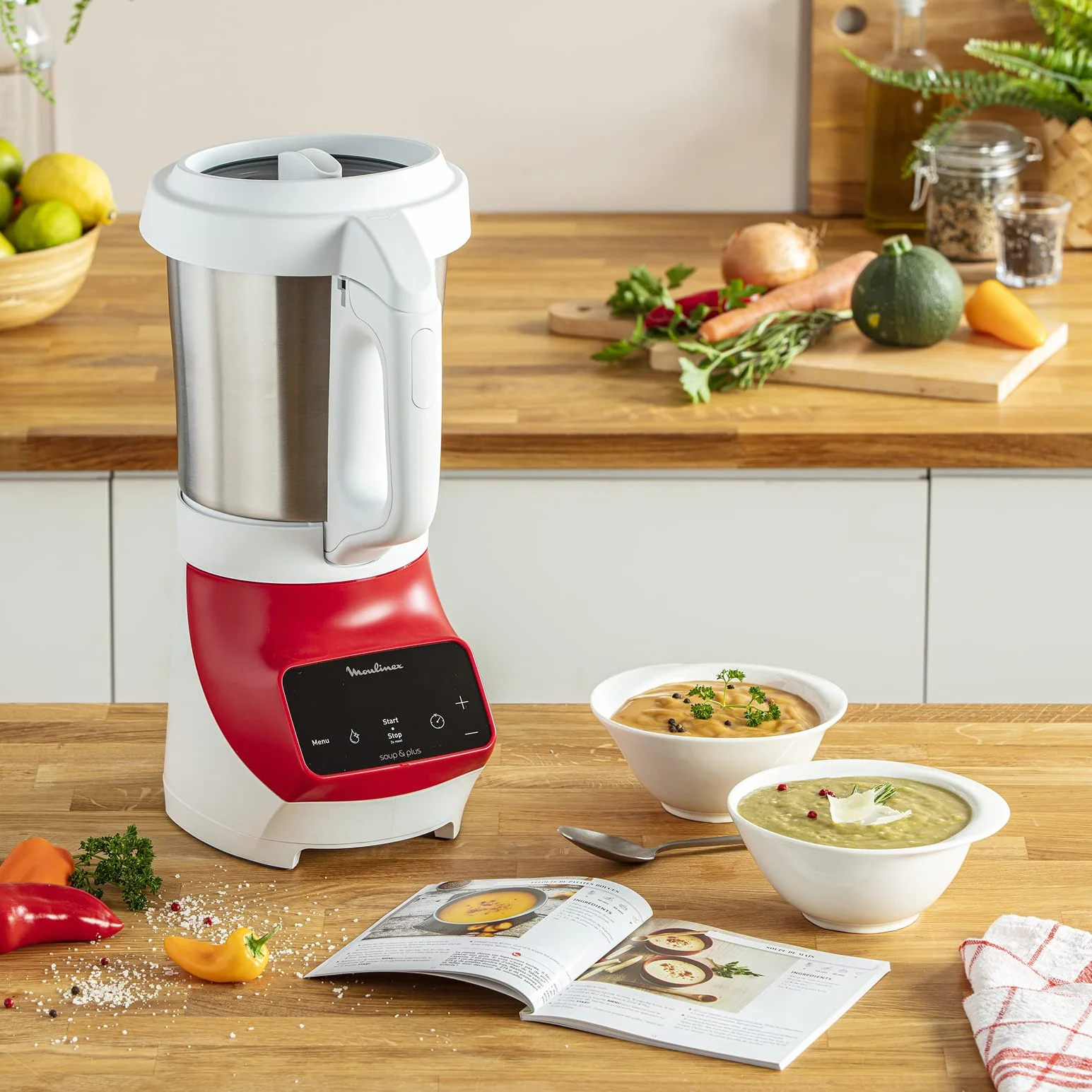 Moulinex Soup&Plus mikser stojący, pojemność 2 l, automatyczne programy i czyszczenie, tryb ręczny, intuicyjny interfejs, idealna mieszanka, wyprodukowano we Francji LM924500