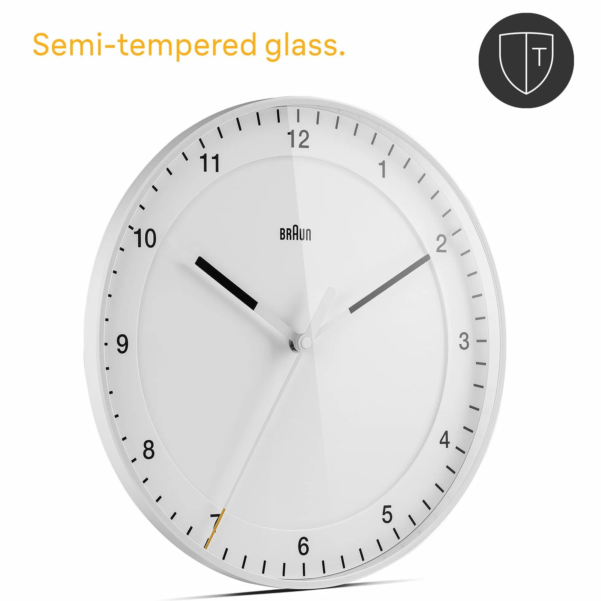 Braun Klasyczny, duży, analogowy zegar ścienny, cichy mechanizm zegarowy, łatwy do odczytania cyferblat, średnica 30 cm, biały model BC17W.