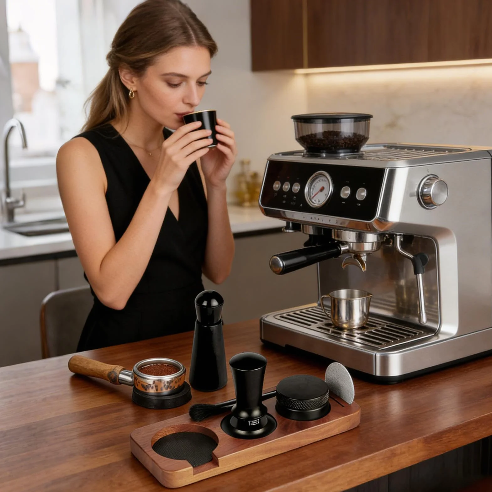 Zestaw tamperów do kawy Narzędzia do ubijania kawy 58 mm | Tamper do espresso do użytku komercyjnego Do użytku na blacie, do zastosowań komercyjnych, w podróży, do domu, w kawiarni, w