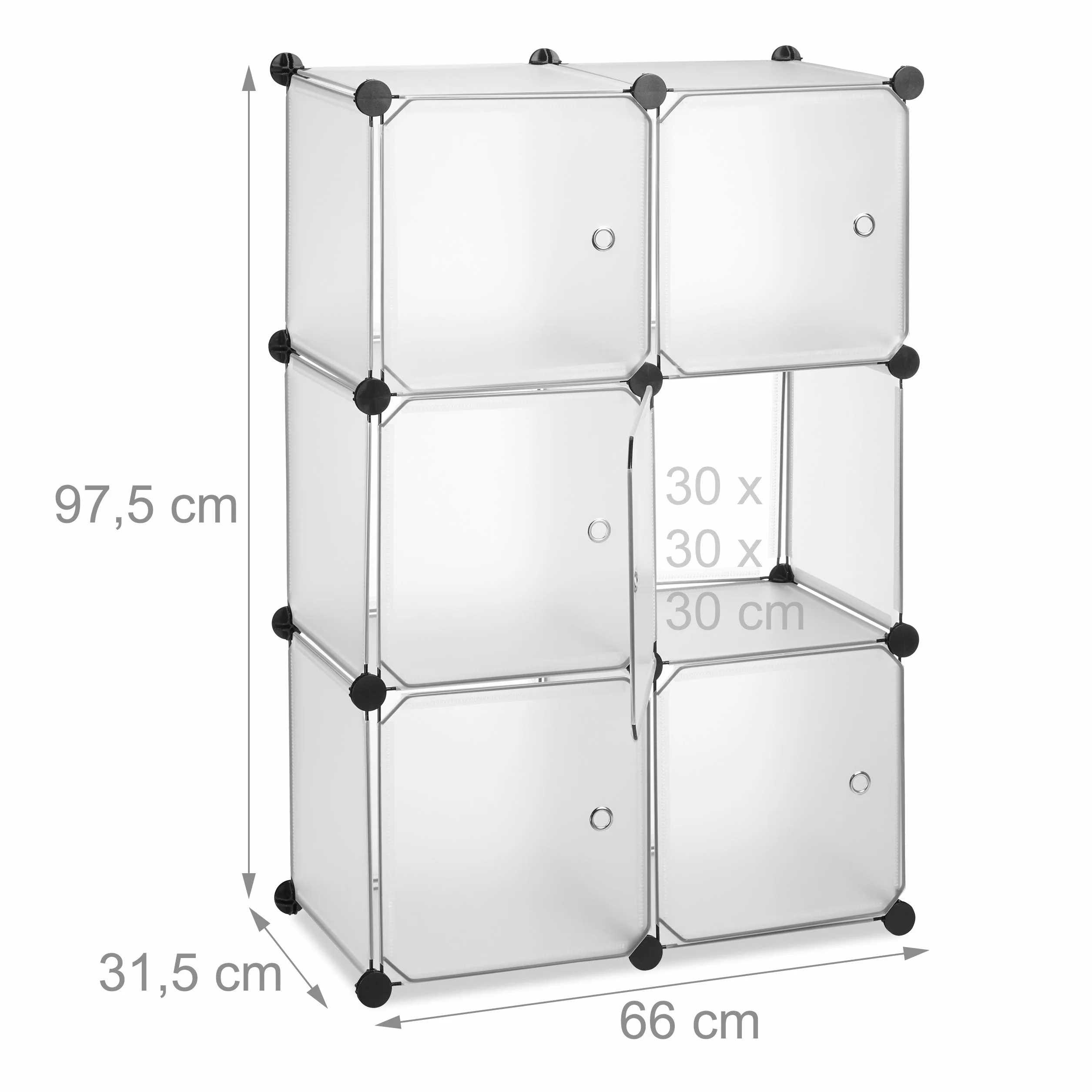 Relaxdays System regałów z 6 drzwiami HWD 97,5 x 66 x 32 cm przezroczysty