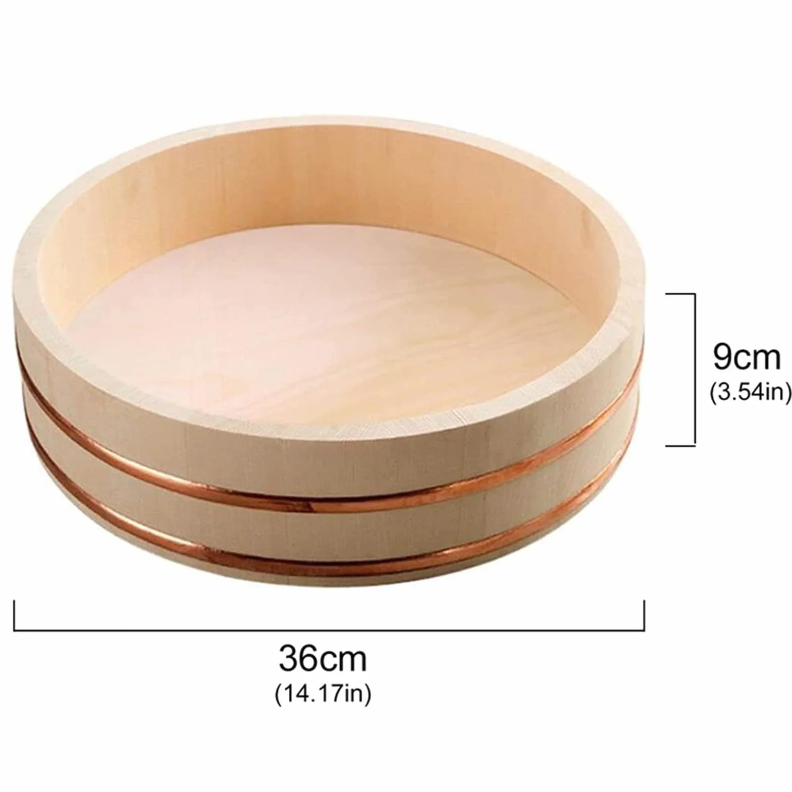Hangiri Japoński zestaw do robienia sushi, miska do mieszania ryżu, drewniana wanna do sushi, sushi oke, do równomiernego przypraw i chłodzenia ryżu, 36 cm
