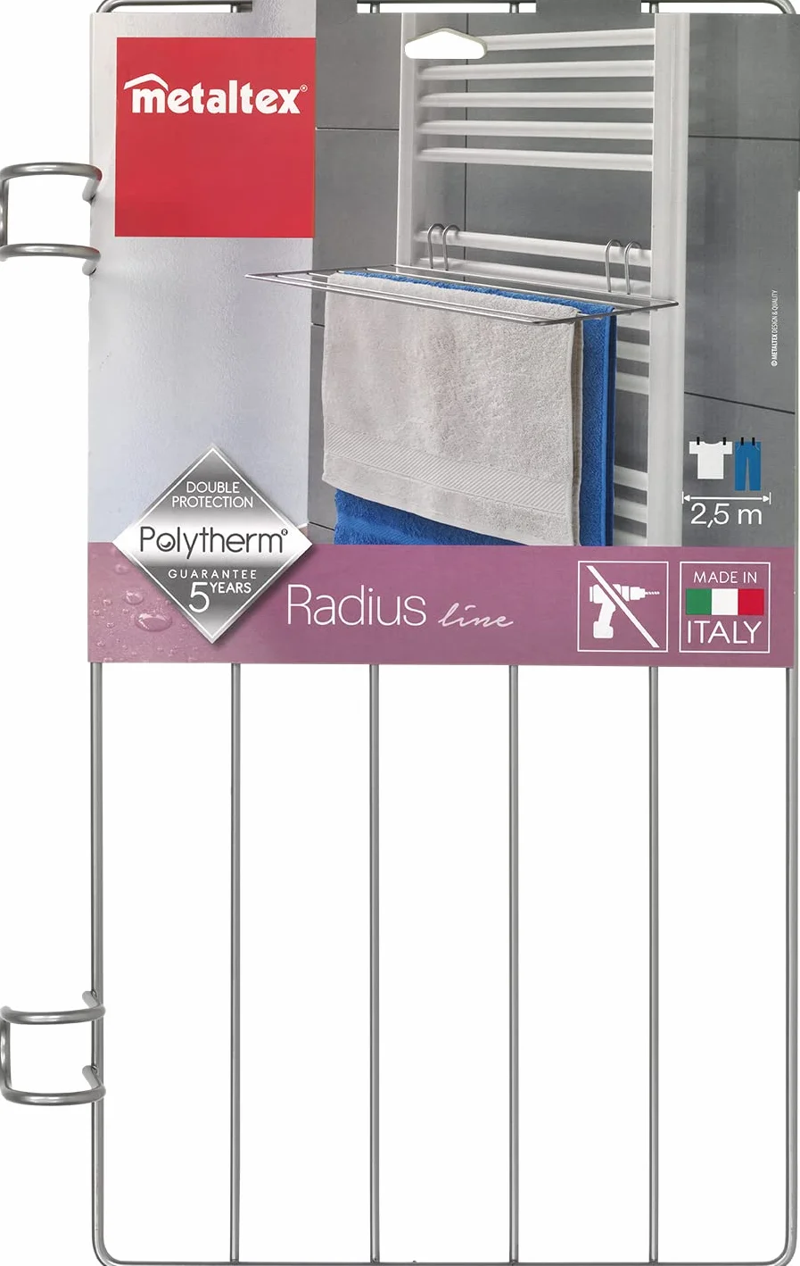 Metaltex Radius suszarka na pranie do zawieszenia, srebrna, suszarka do grzejników