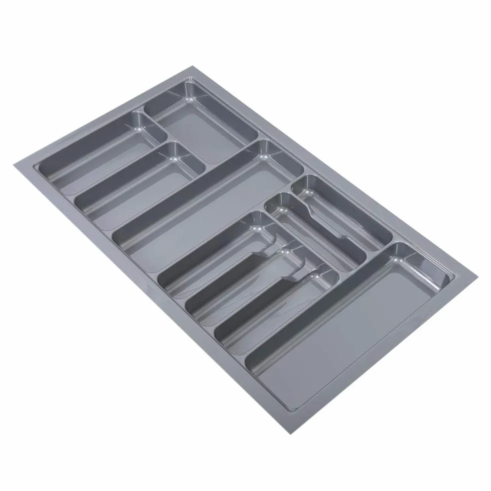 Tace na sztućce Wstaw trwały plastikowy organizer do szuflady kuchennej do przechowywania sztućców i organizowania biżuterii Szerokość 900 mm ABS Szary 83x48x5,5 cm