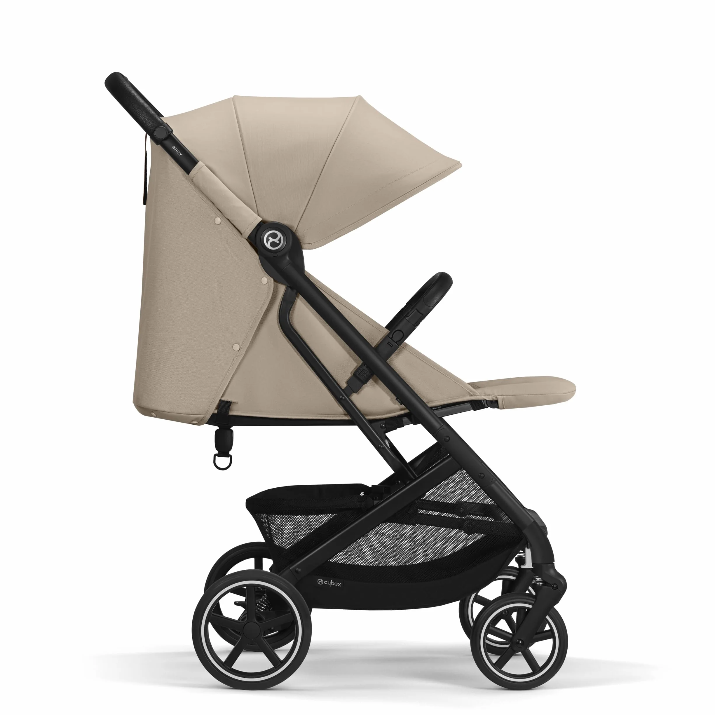 Cybex Gold Wózek dziecięcy Beezy z uprzężą One-Pull Harness, Od urodzenia do ok. 4 lat (maks. 22 kg), Kompaktowy i ergonomiczny, Almond Beige (Beżowy z czarną ramą)