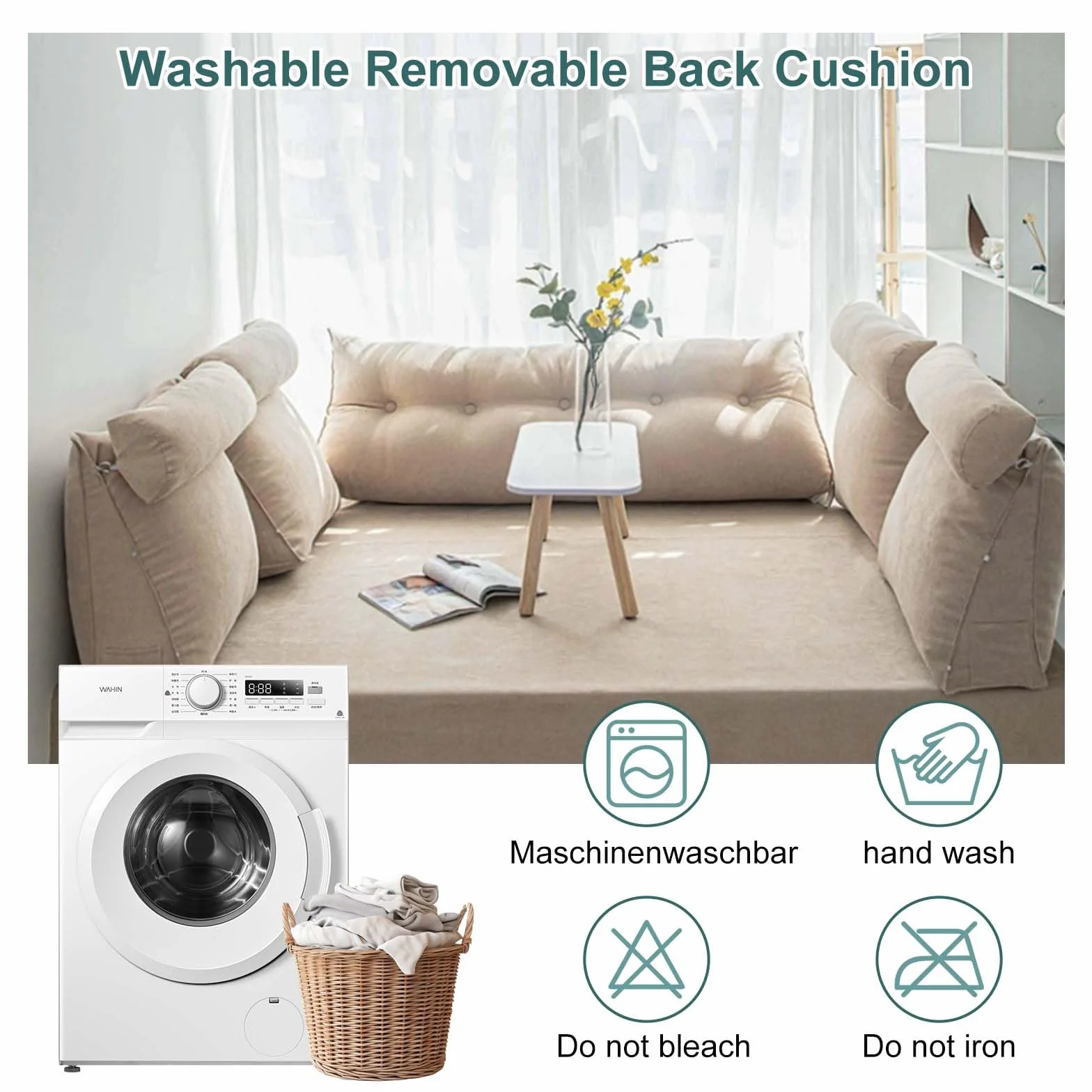 Home Essentials, regulowana poduszka podpierająca odcinek lędźwiowy kręgosłupa, ergonomiczna poduszka pod plecy do czytania w łóżku i na sofie, wygodn