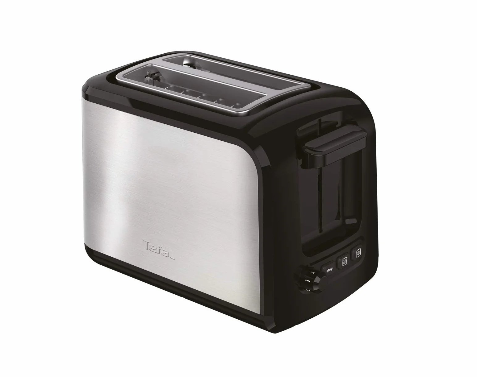 Tefal TT410D Express Toster na 2 kromki, czarny, stal nierdzewna, moc 850 W, szerokość szczeliny 160 mm, 7 poziomów przyrumienienia