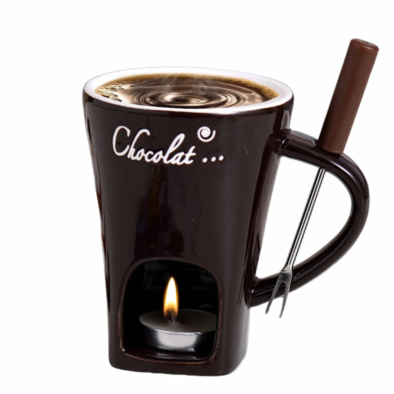 Zestaw kubków do fondue czekoladowego, ceramiczny kubek do topienia z podgrzewaczem