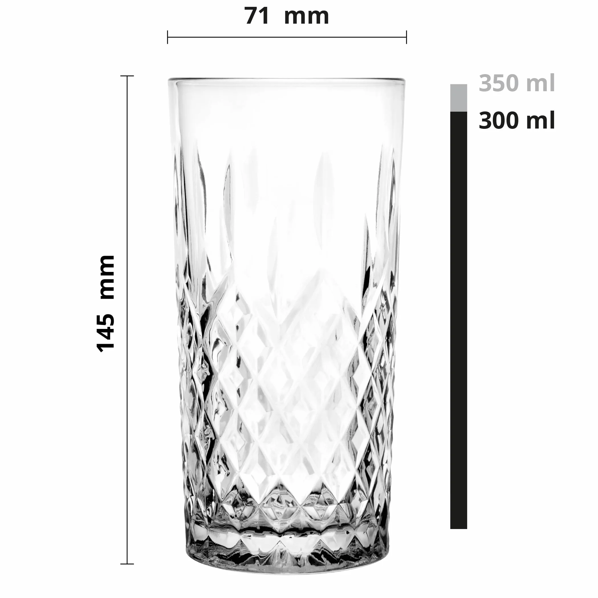 Glasmark Krosno szklanki do wody zestaw szklanek do picia długi napój koktajl gin woda długi napój szklanki koktajlowe szklanka do wody można myć w zmywarce przezroczyste z efektem kryształów, 4 x 300