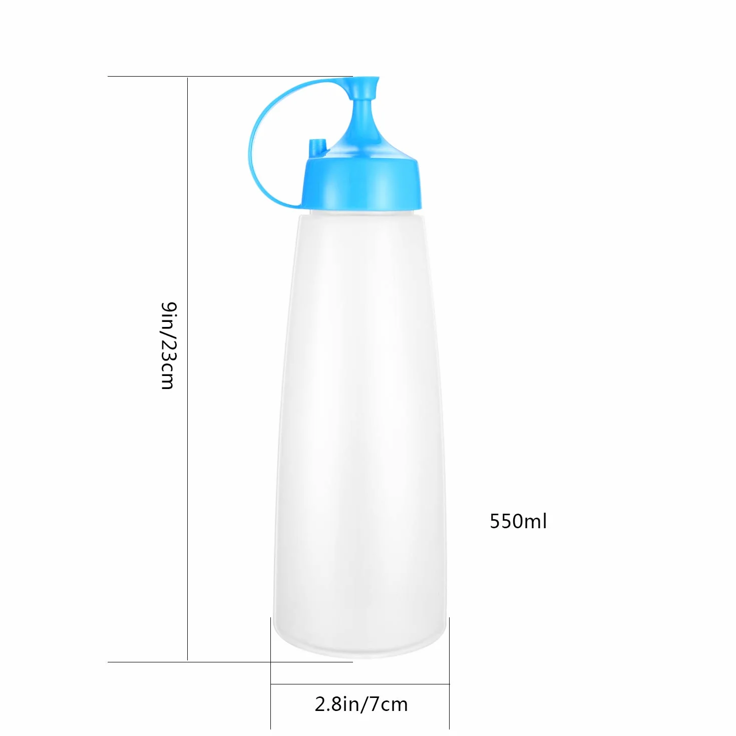 3 Butelki do dozowania 500ml, Squeezers z korkiem, do syropu klonowego, keczupu, tłoczenia plastikowego, majonezu, sosów i oleju z oliwek