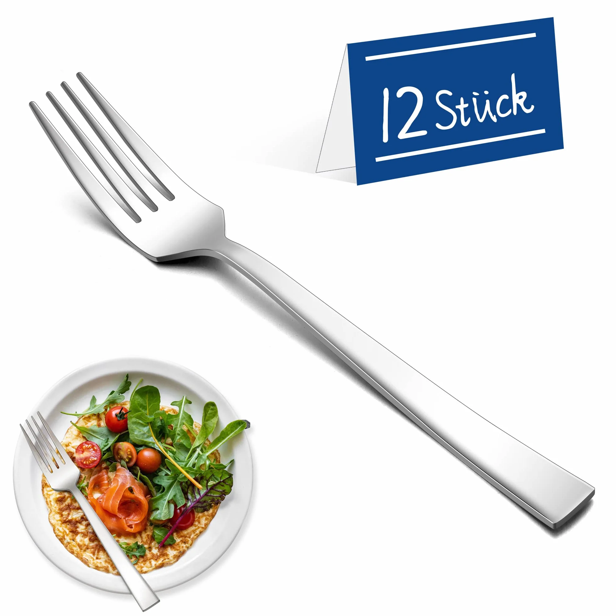 Joyfair Zestaw widelców stołowych ze stali nierdzewnej 19,5 cm, nowoczesny duży zestaw sztućców, eleganckie gospodarstwo domowe/restauracja/kuchnia, polerowane na lustro i nadają się do mycia w