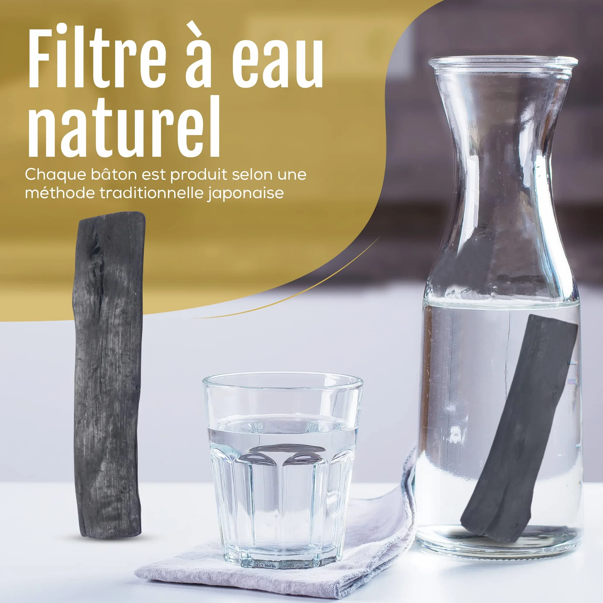Binchotan Węgiel Aktywny Woda - Bio Węgiel Węglowy Naturalny Oczyszczacz Wody x 6 - Każdy Baton filtruje około 1,5 l - Węgiel dębowy Wakayama Prawda - Idealny do filtrowania wody do karafki