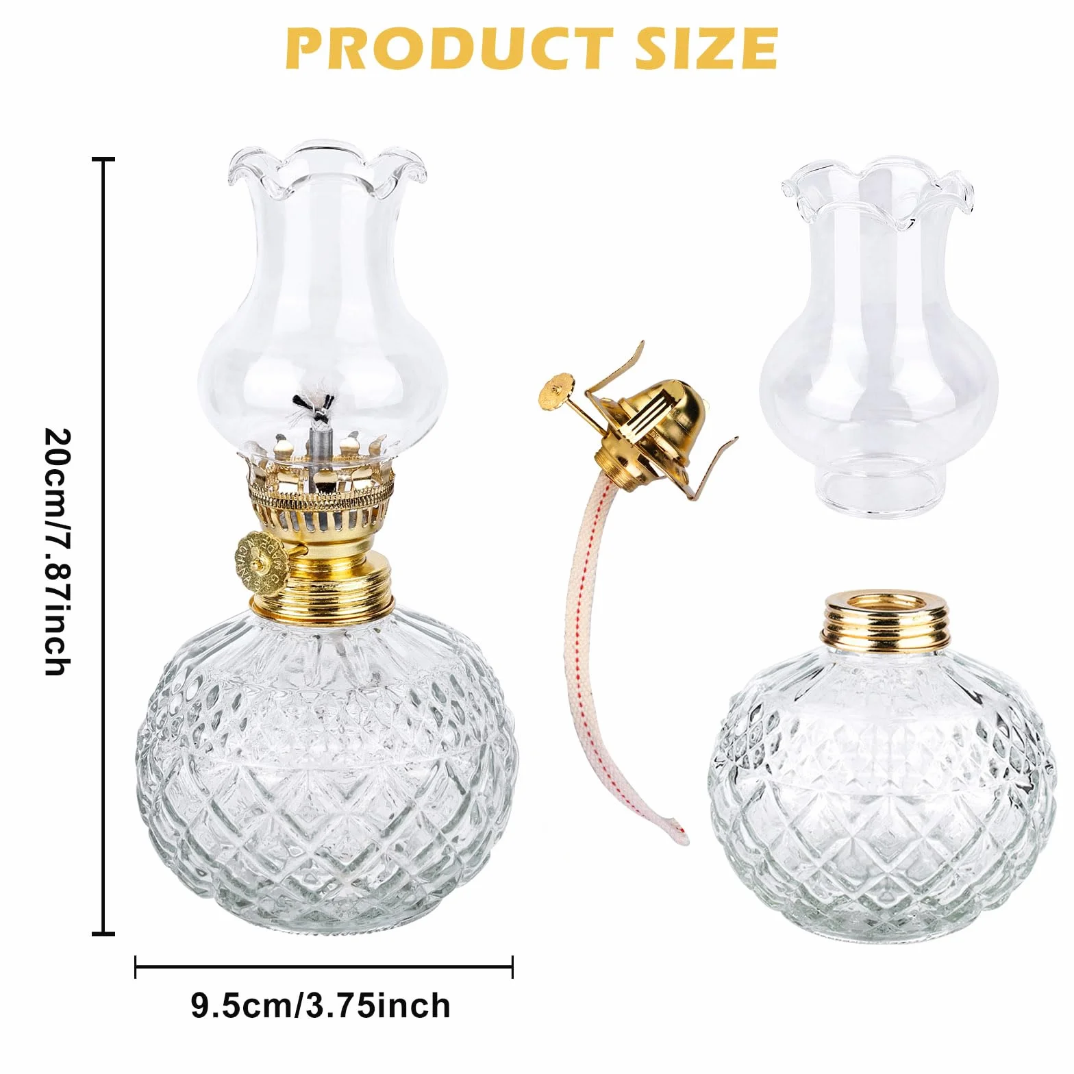 SUNOYA Wewnętrzna lampa naftowa szklana Retro Nostalgia Regulowana jasność Wiatroszczelna Dekoracyjna lampa olejowa