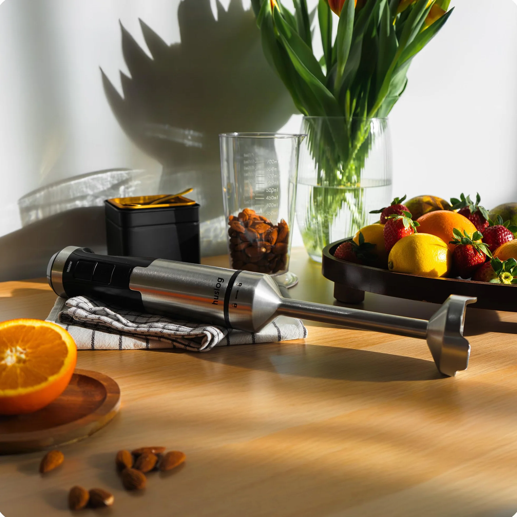 BlendFlex 1500 W Blender ręczny – mikser ze stali nierdzewnej z 20 prędkościami i funkcją turbo, w zestawie miarka 600 ml – blender ręczny do smoothie