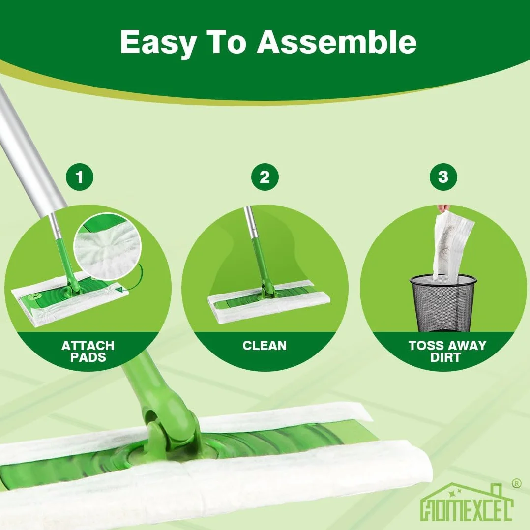 HOMEXCEL Podkładki do zamiatania na sucho kompatybilne z zamiatarką Swiffer - jednorazowe wkłady do kurzu podkładki do mopa do mopa i czyszczenia podłóg, 120 sztuk