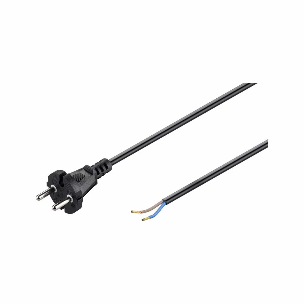 Goobay 58913 uniwersalny kabel przyłączeniowy do odkurzacza; 7,5 m, czarny wtyk konturowy (typ C, CEE 7/17) na luźnych końcach kabli