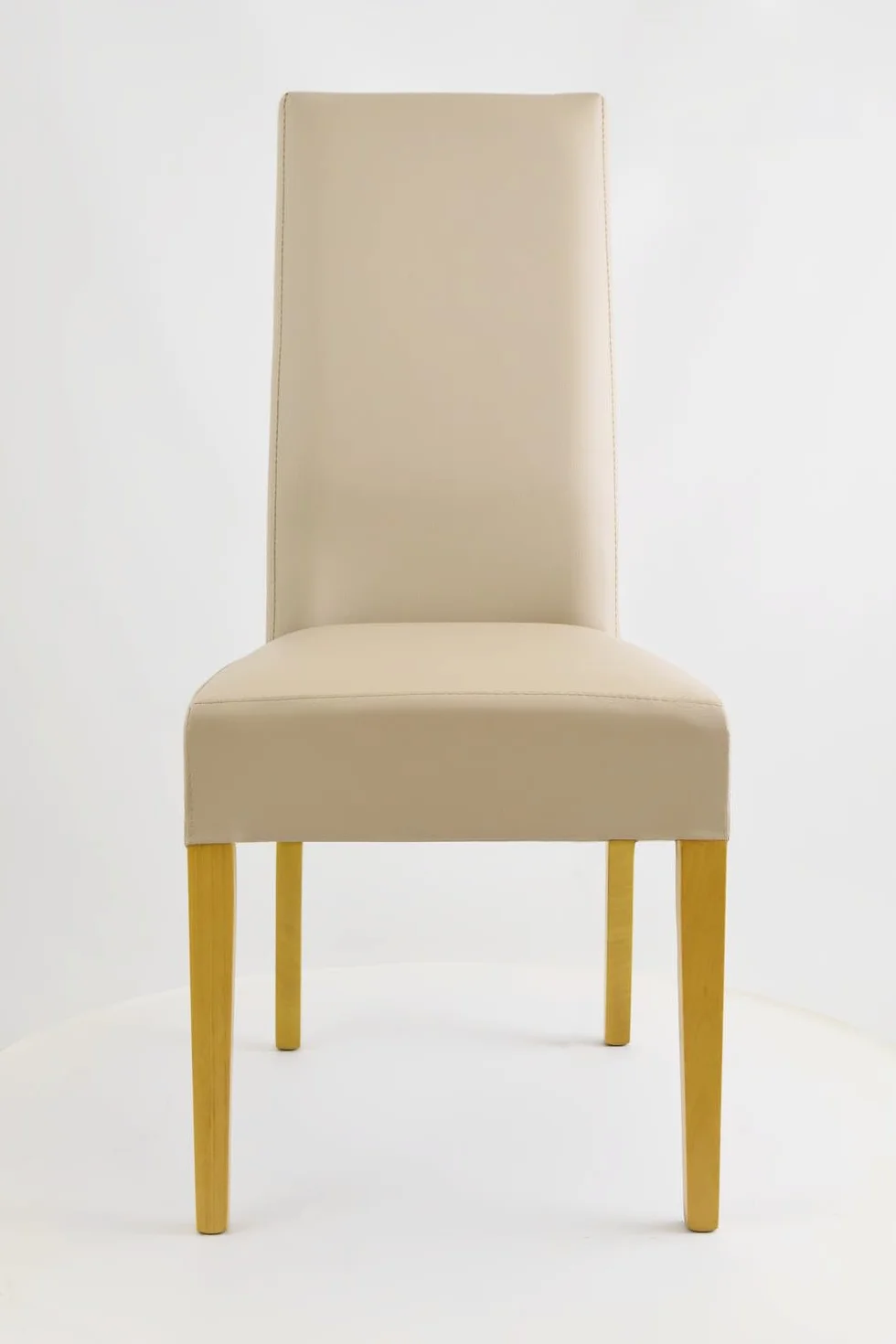 t m c s Tommychairs - Zestaw 4 krzeseł LUISA, struktura z drewna bukowego, w kolorze dębu, siedzisko tapicerowane i pokryte sztuczną skórą w kolorze lnu