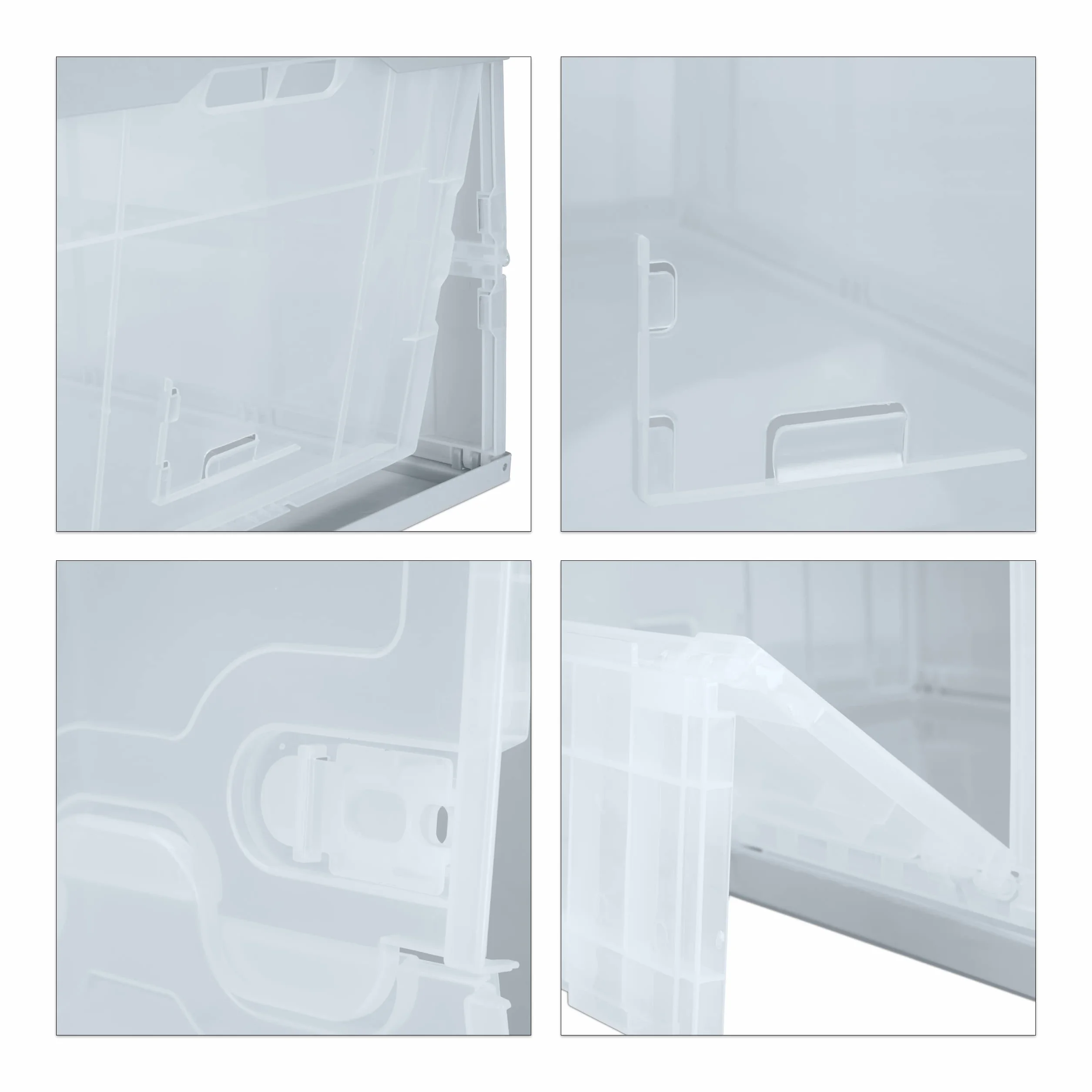 4 x profesjonalne pudełko transportowe, stabilne, przemysłowe, wysokiej jakości tworzywo sztuczne, 60 l, składane pudełko HBT 31,5 x 59,5 x 39,5 cm, szare