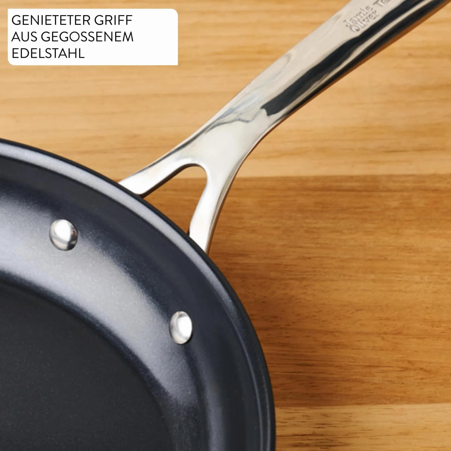 TEFAL H880S234 Jamie Oliver, zestaw, patelnie 24/28 cm, stal nierdzewna, powłoka ceramiczna, nieprzywierająca, Thermo Signal, nitowany uchwyt, podkładka z filcu, do wszystkich kuchenek, srebrny/czarny
