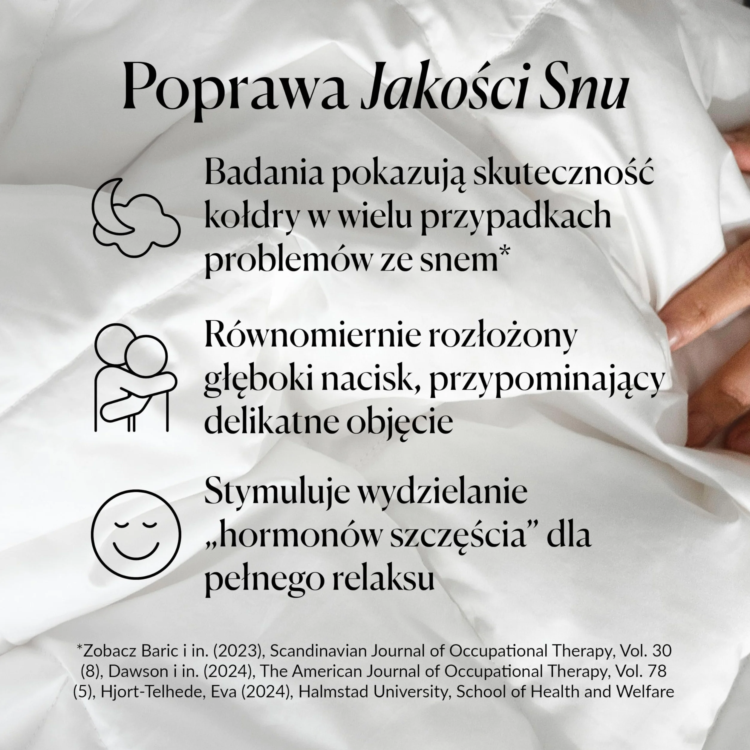CURA Pearl Classic 150x210 13kg Bawełniany koc obciążeniowy biały