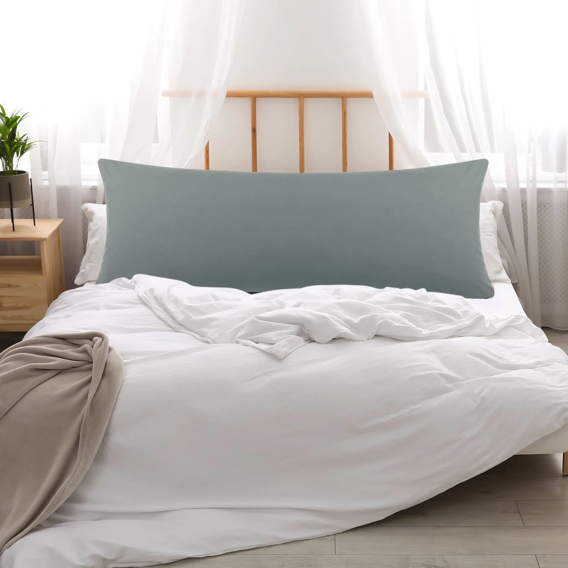 PiccoCasa Poduszka do spania na boku poszewka na poduszkę 100% mikrofibra z zamkiem błyskawicznym 50 x 160 cm poszewka na poduszkę długa poduszka poszewka na poduszkę dla kobiet w ciąży poszewka na poduszkę do karmienia ciemnoszara