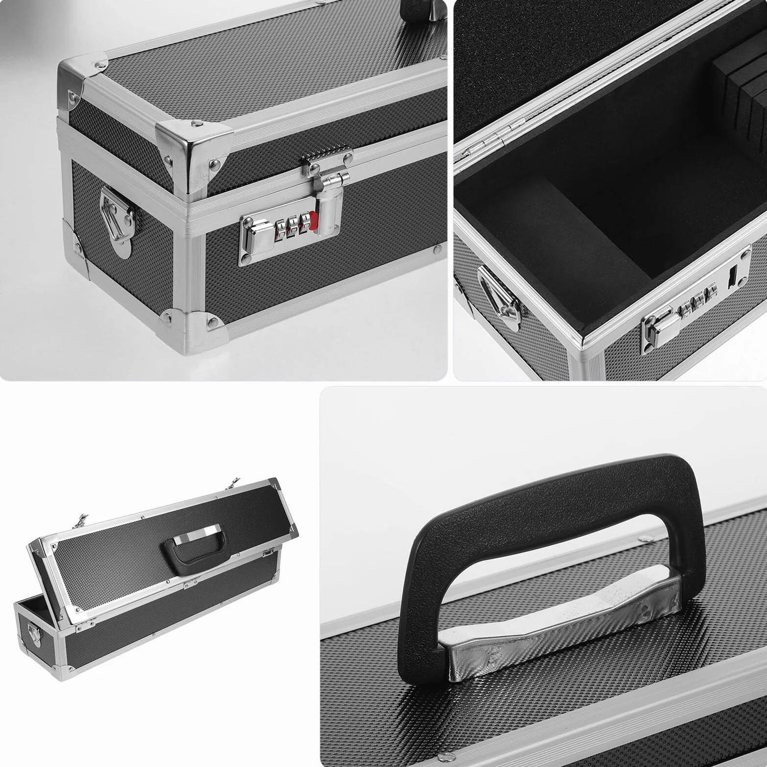 Aluminiowy Kuferek Noże Kuchenne z Podwójnym Zamkiem Szyfrowym Przenośny Organizer z Przegrodami Zabezpieczenie Narzędzi Kuchennych dla Szefów Kuchni Idealny Zajęcia Kulinarne i