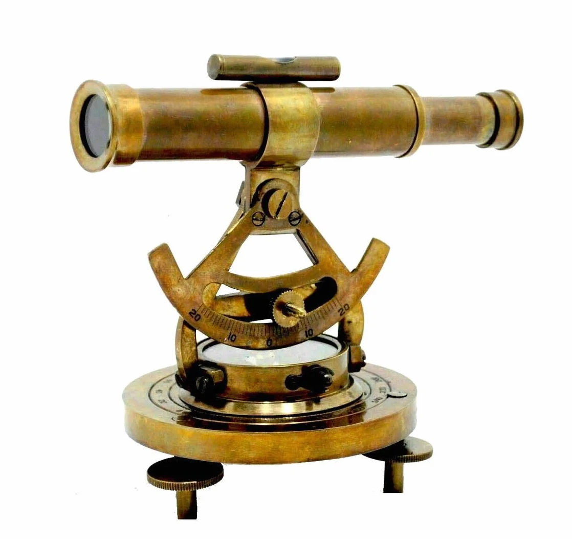 Brązowy antyczny 15 cm w przybliżeniu vintage mosiężny teodolit Alidade kompas antyczny teleskop tranzytowy instrument