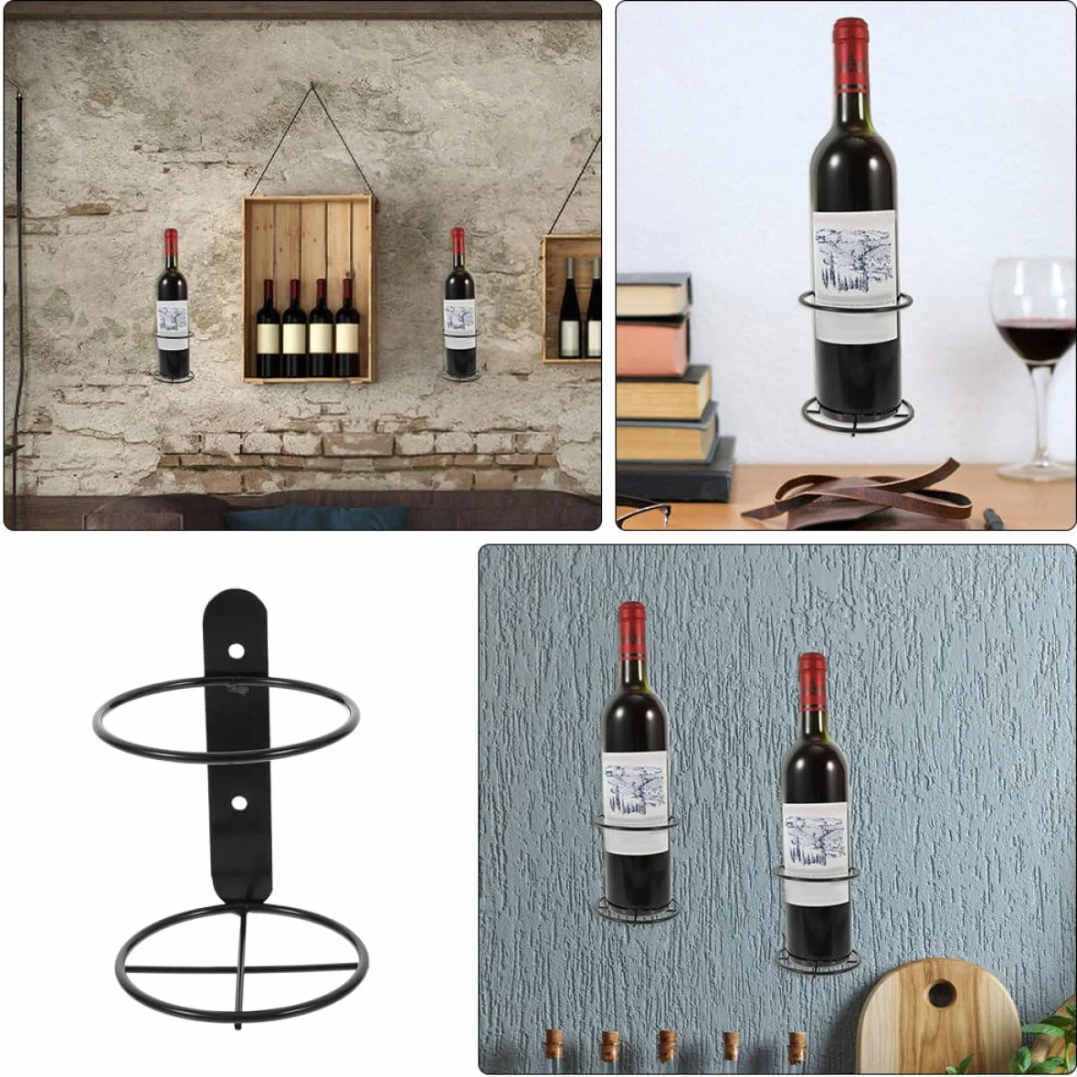 Zerodeko Uchwyt Na Wino Metalowy Ścienny Pojedynczy Stojak Na Butelki Elegancki Uchwyt Ścienny Na Akcesoria Do Wina Do Domu