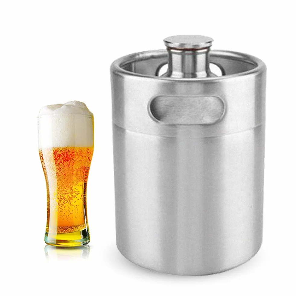 Mini beczka na piwo ze stali nierdzewnej Growler Keg przenośna beczka do piwa ze spiralną pokrywką do domowego warzelnictwa Hotel Bar Pub 2L